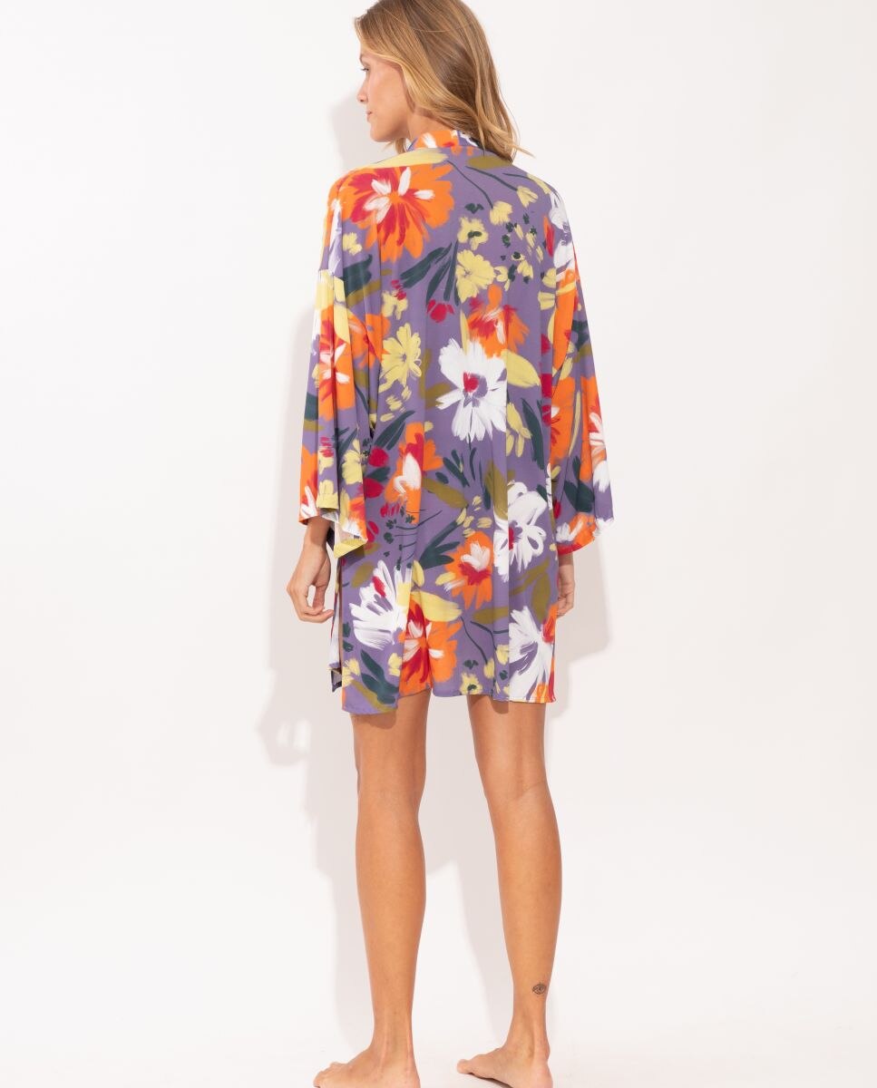Vestido de playa de mujer - Río de Sol - Blanco/Morado Blanco/Morado-2