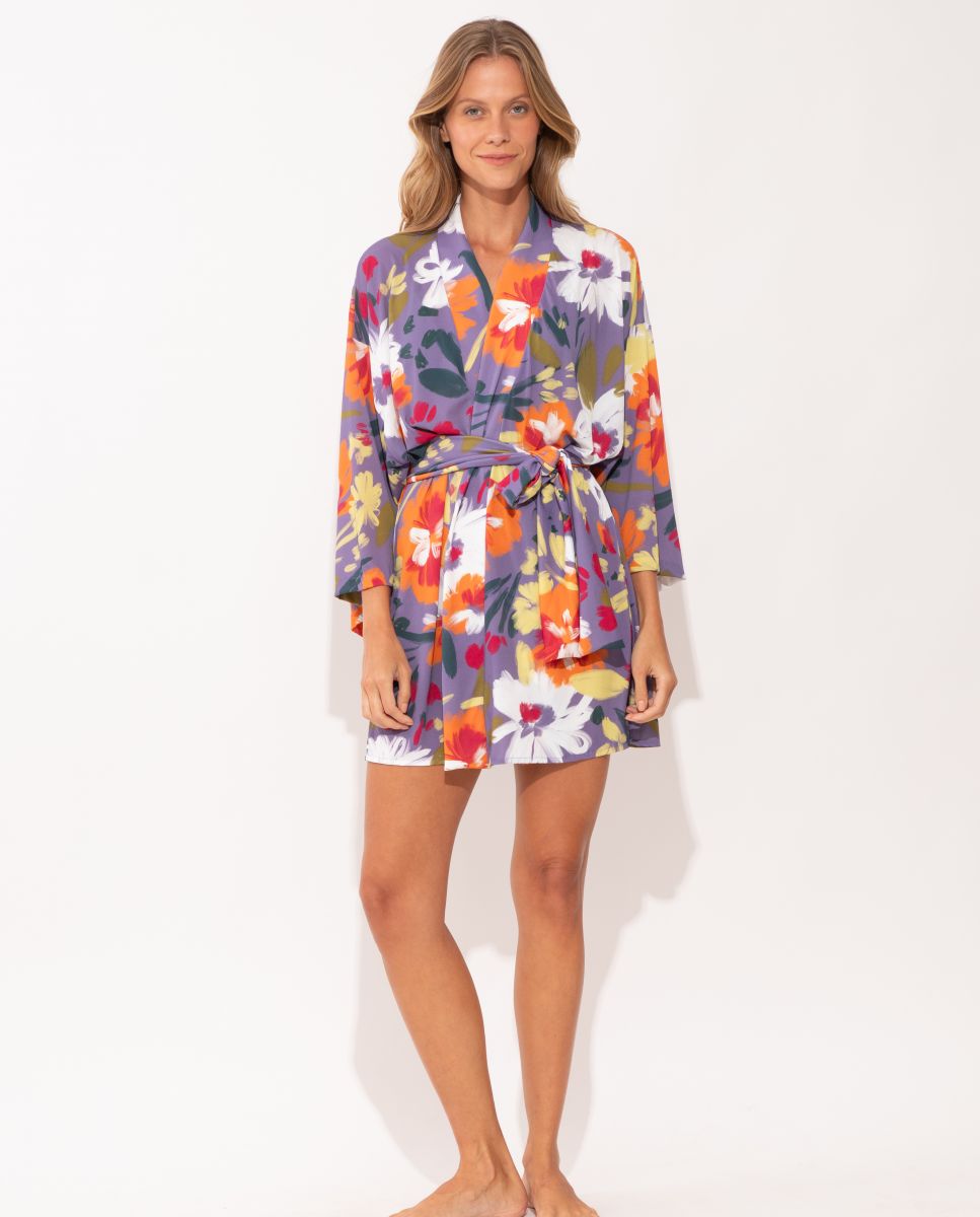 Vestido de Praia Branco/Roxo-1