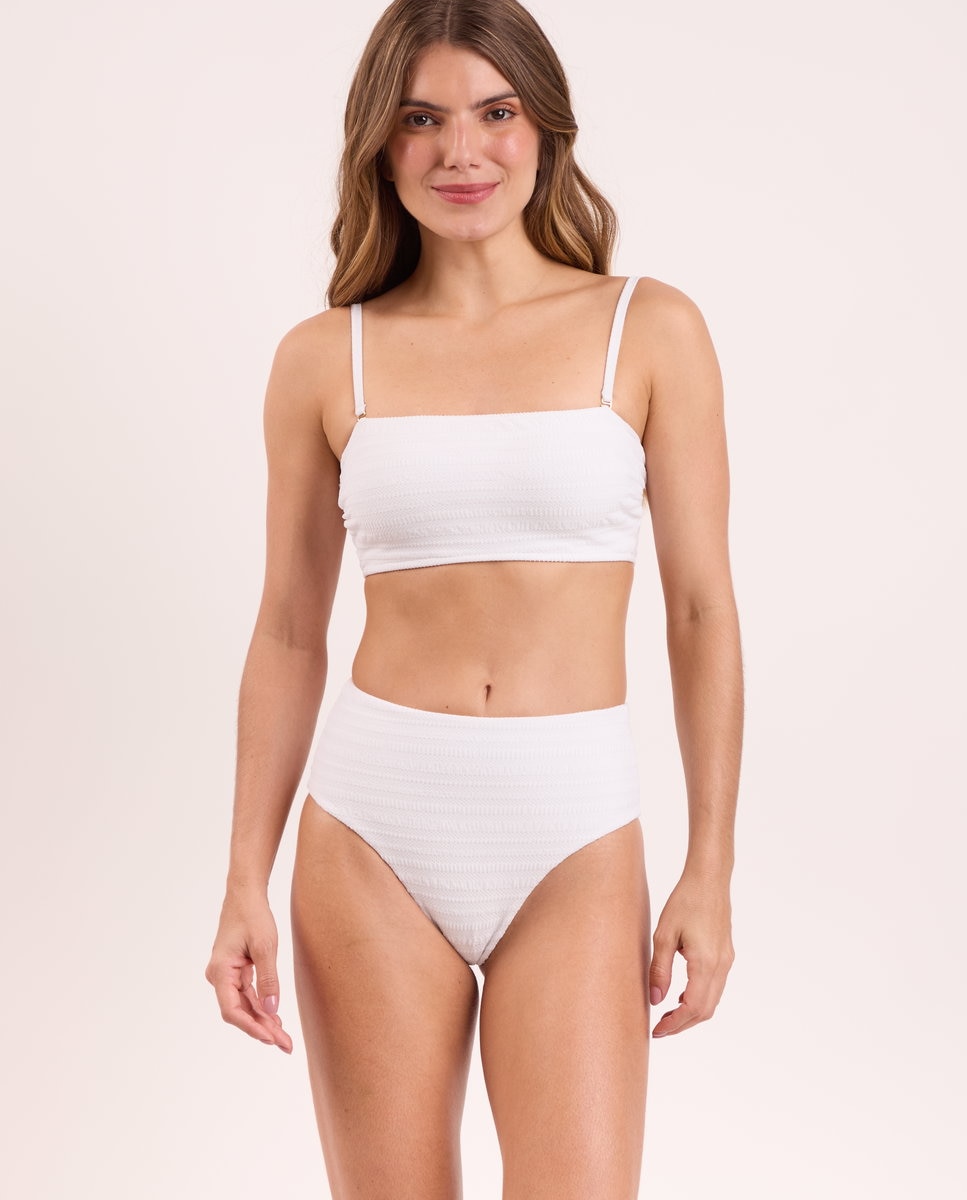 Top de bikini bandeau liso con relleno - Río de Sol - Blanco hielo Blanco hielo-2