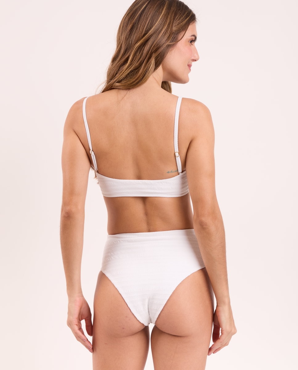 Top de bikini bandeau liso con relleno - Río de Sol - Blanco hielo Blanco hielo-3