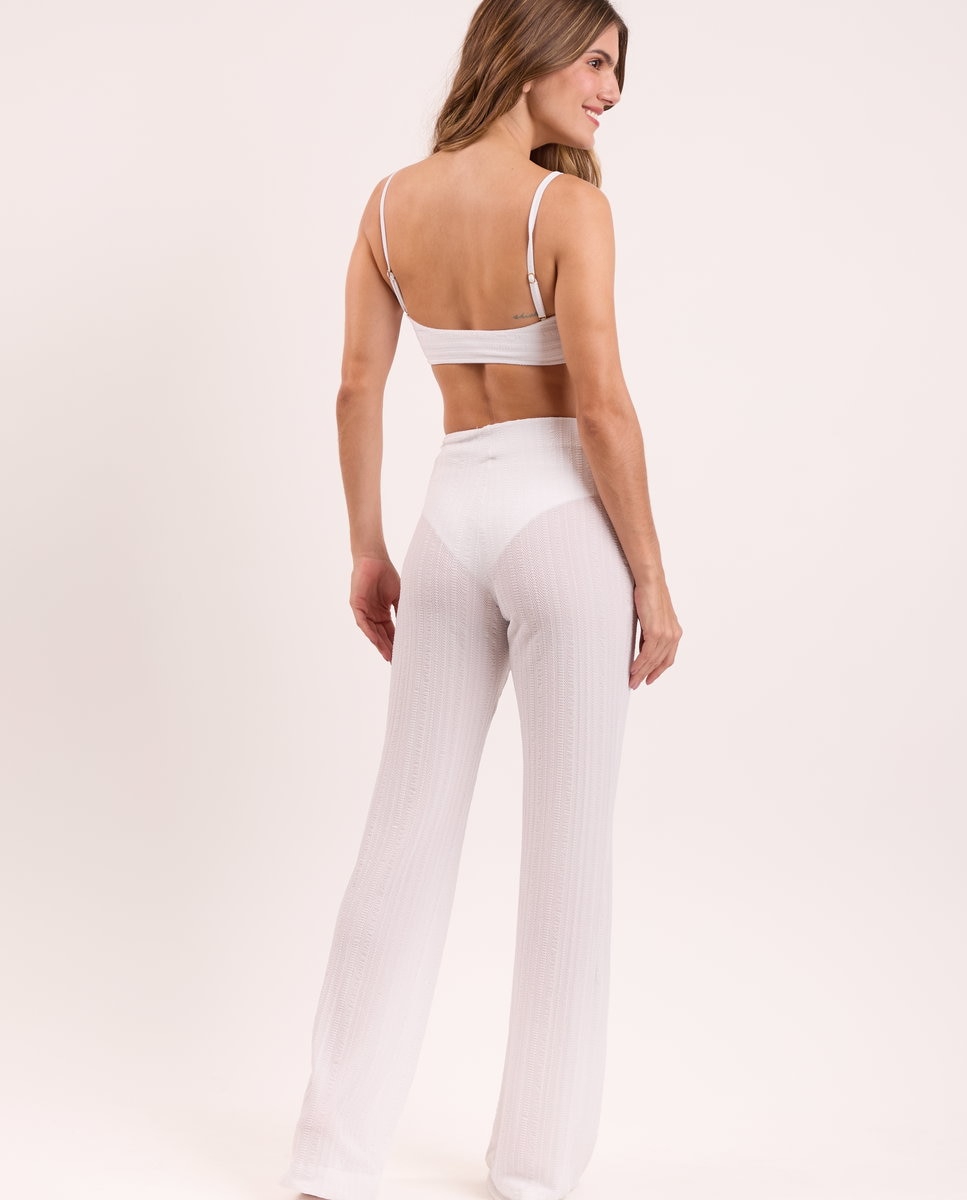Pantalones largos de playa de mujer - Río de Sol - Blanco hielo Blanco hielo-2