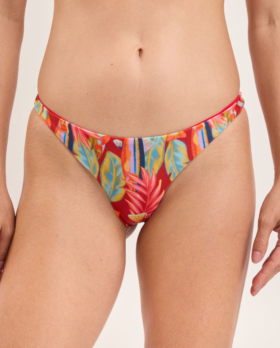 Braga de bikini brasileña estampada - Río de Sol - Rojo Rojo-1