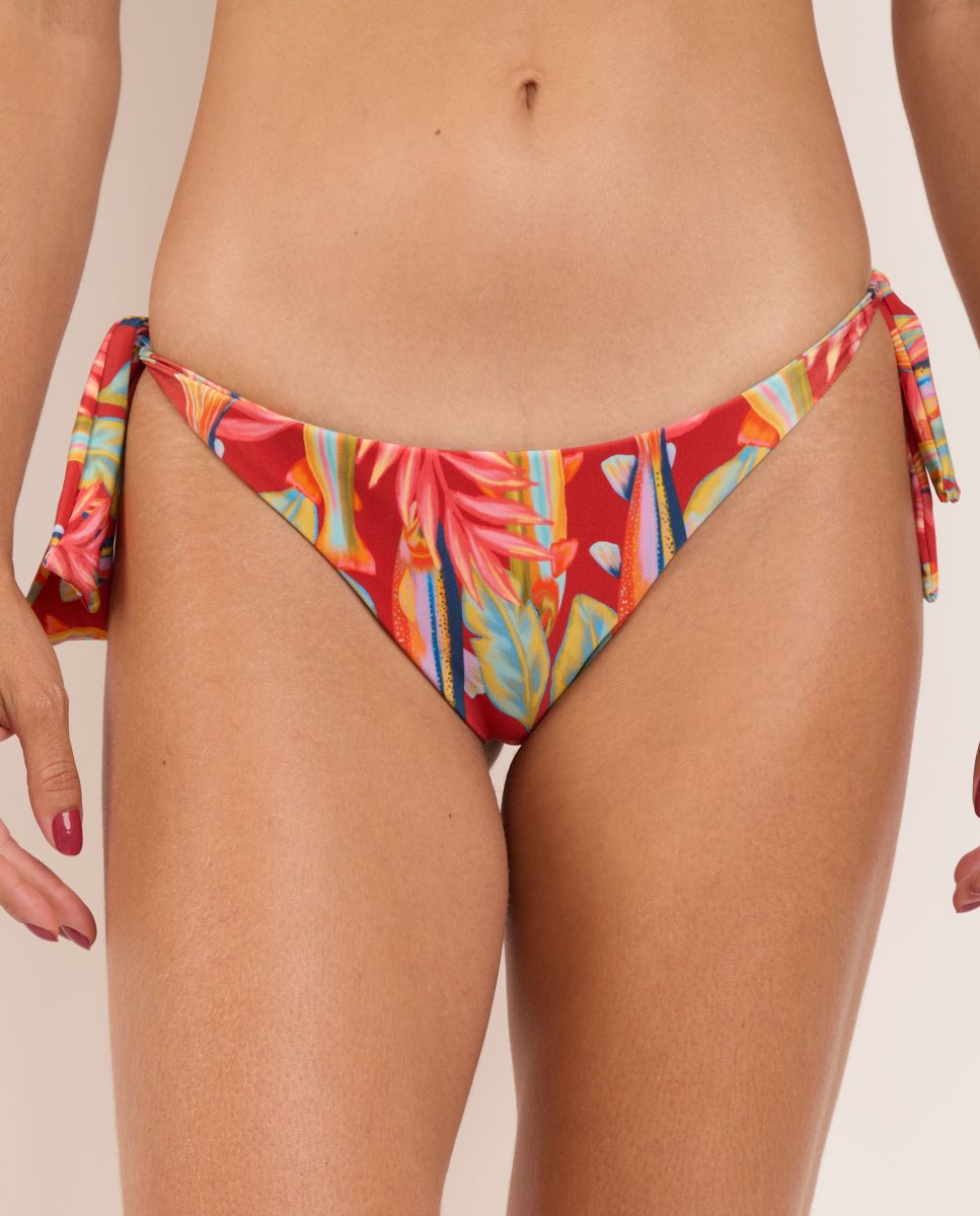 Cueca de Biquíni com Laço Estampada Vermelho / Azul-marinho-1