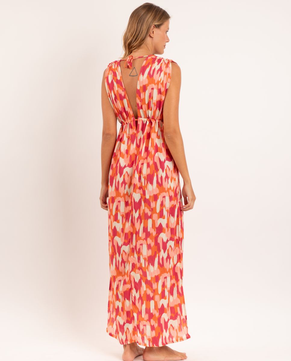 Vestido de playa maxi - Río de Sol - Naranja Naranja-2