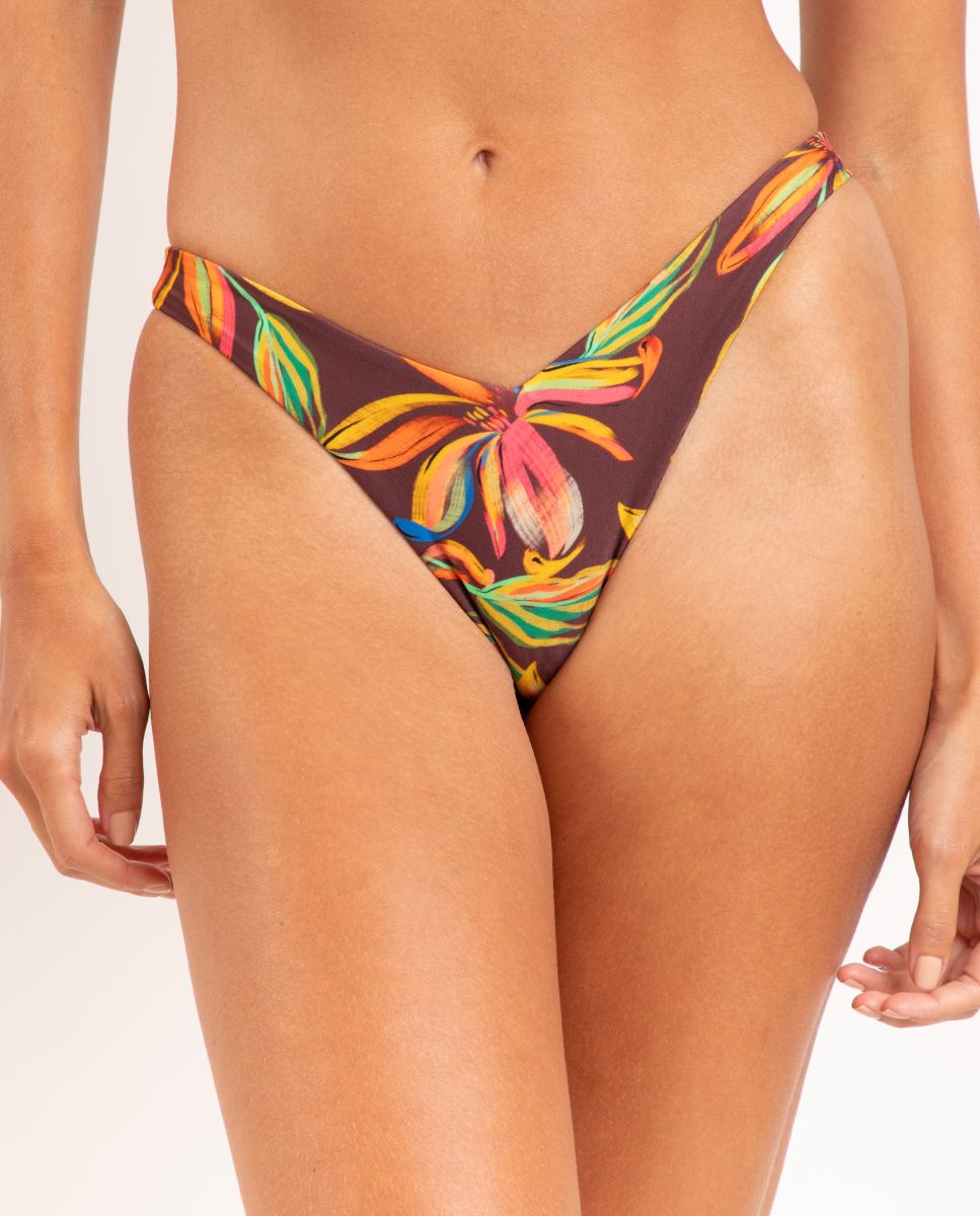 Braga de bikini brasileña estampada - Río de Sol - Naranja Naranja-1