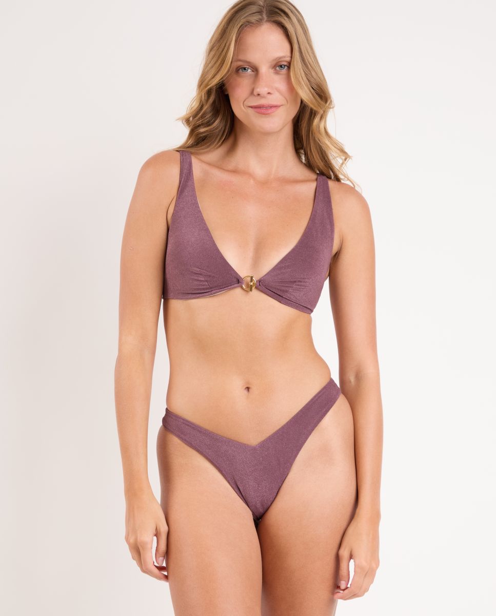 Braga de bikini brasileña lisa - Río de Sol - Marrón oscuro Marrón oscuro-2