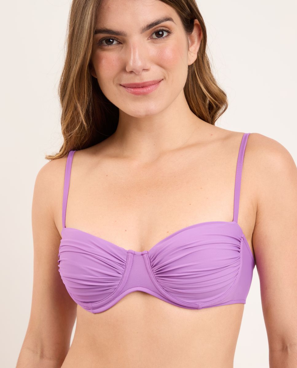 Top de bikini balconette liso con relleno - Río de Sol - Lila Lila-1