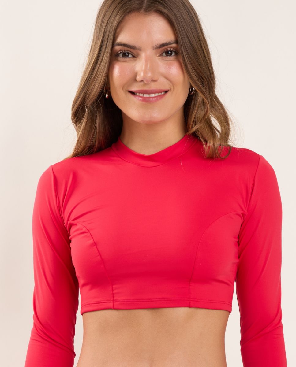 Top de bikini deportivo liso - Río de Sol - Rojo Rojo-1