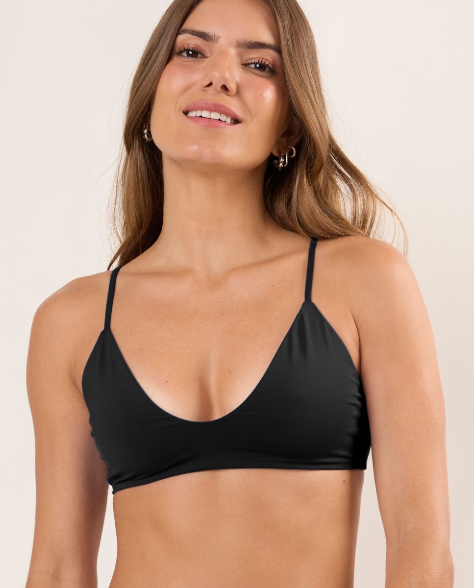 Top de bikini deportivo liso - Río de Sol - Negro Negro-1