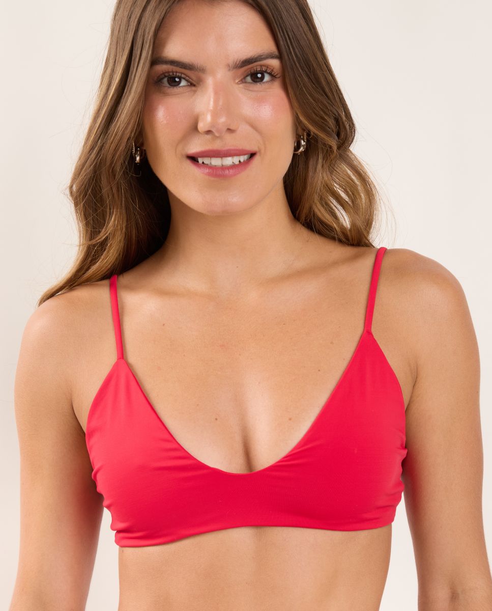 Top de bikini deportivo liso - Río de Sol - Rojo Rojo-1
