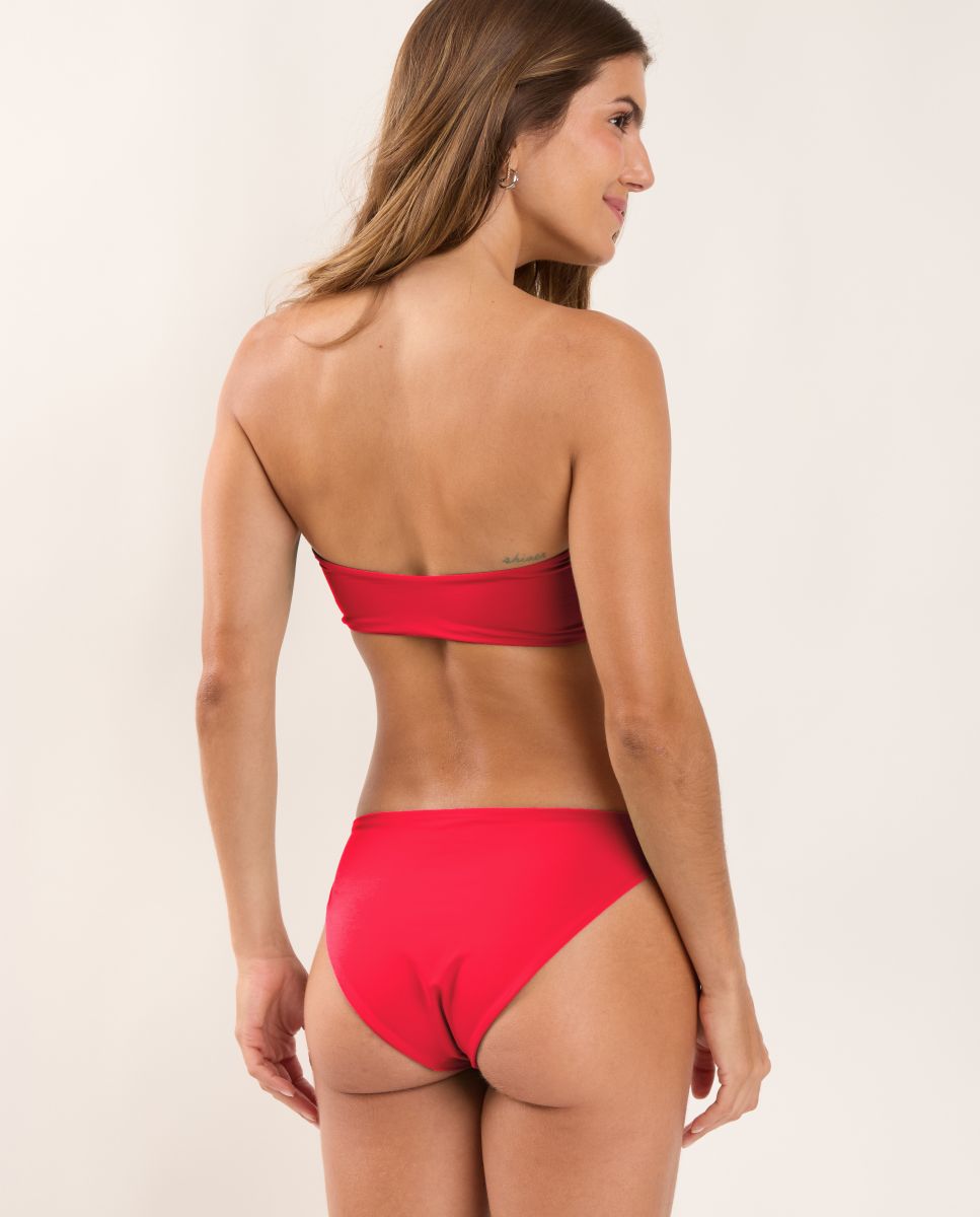 Braga de bikini brasileña lisa - Río de Sol - Rojo / Blanco Rojo / Blanco-3