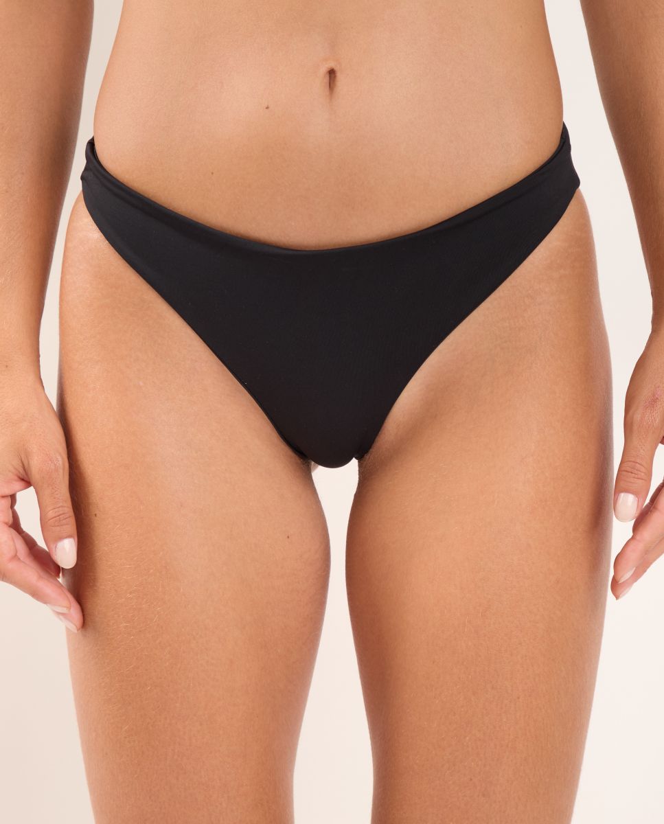 Braga de bikini brasileña lisa - Río de Sol - Negro Negro-1