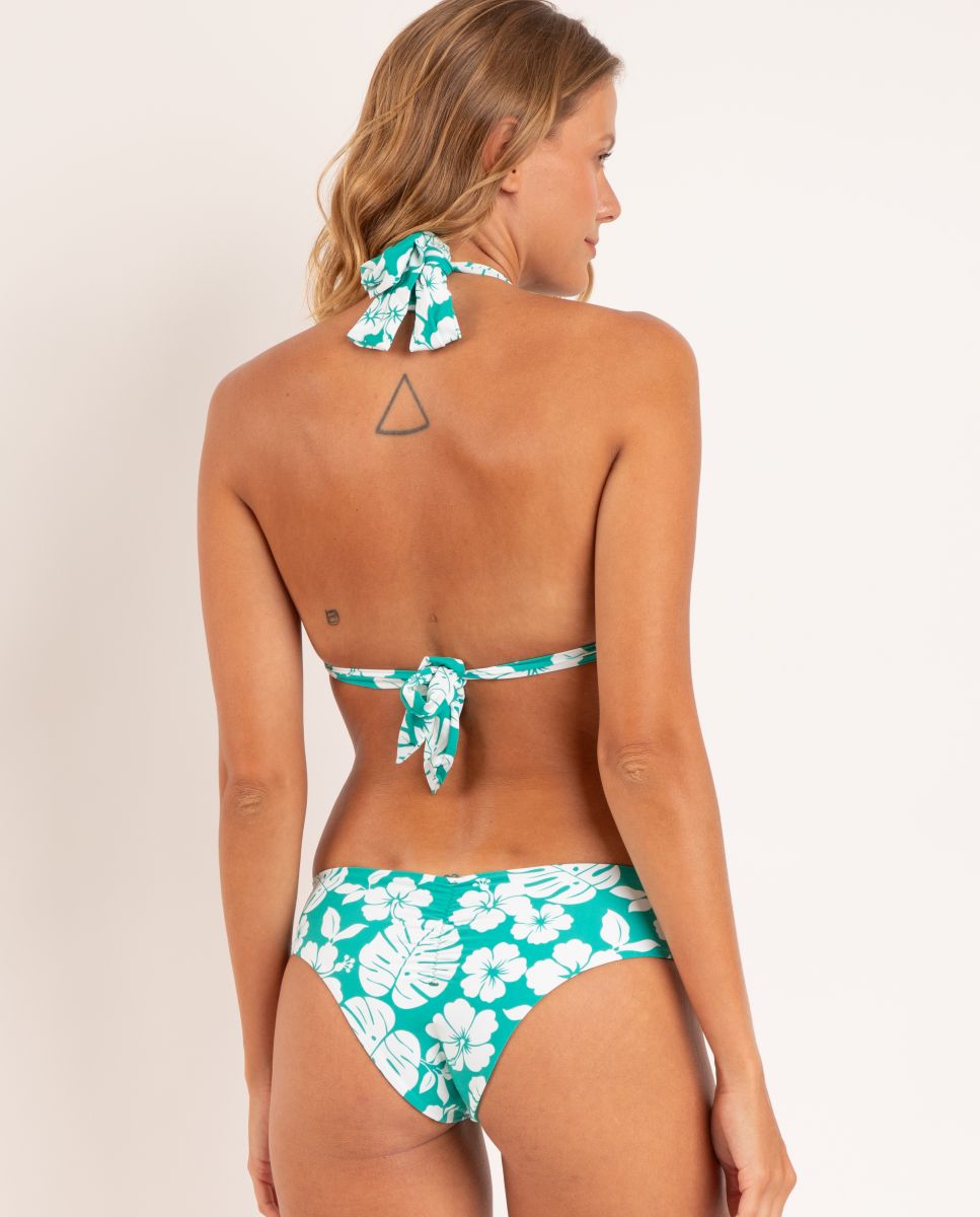 Braga de bikini brasileña estampada - Río de Sol - Blanco / Verde Blanco / Verde-3