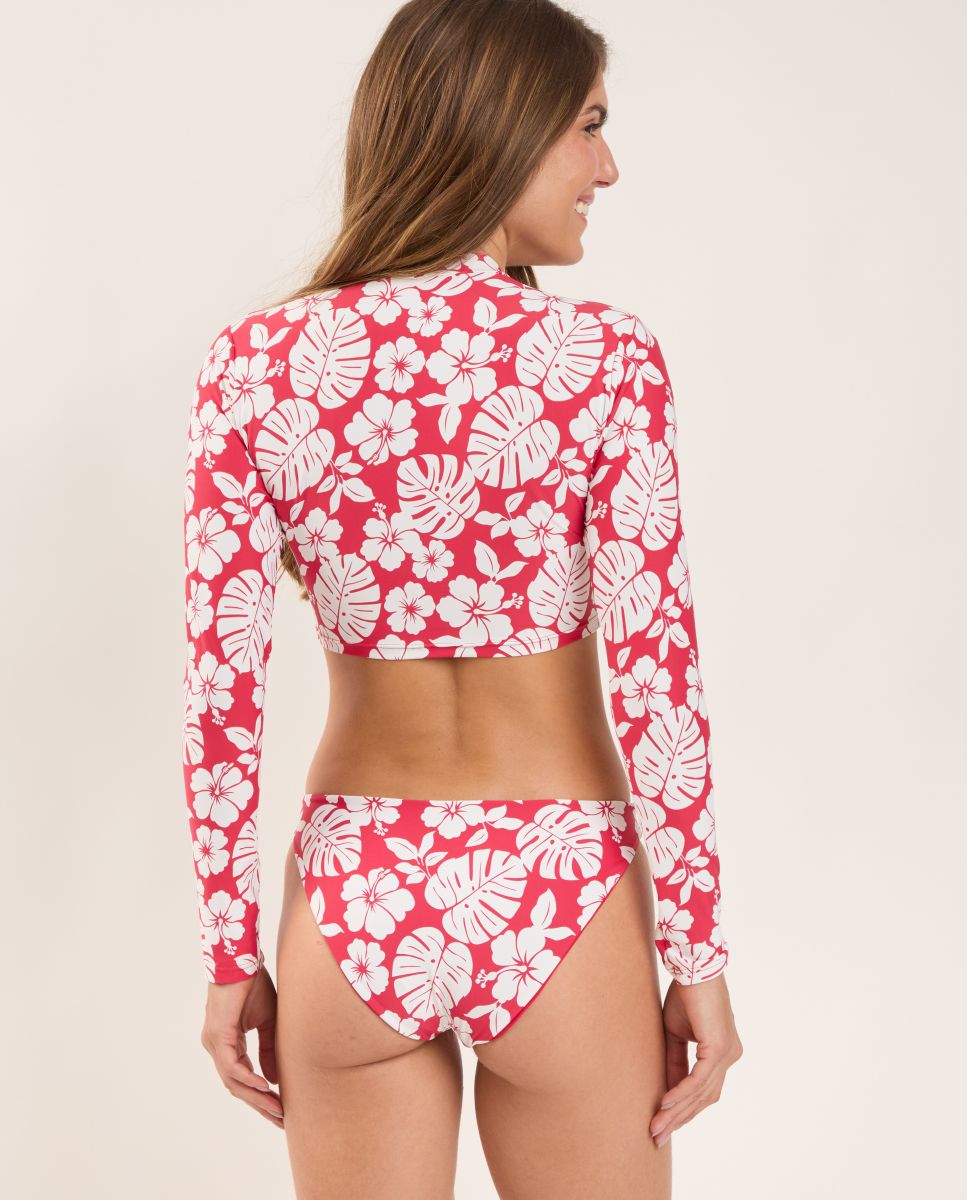 Top de bikini deportivo estampado - Río de Sol - Blanco / Rojo Blanco / Rojo-3