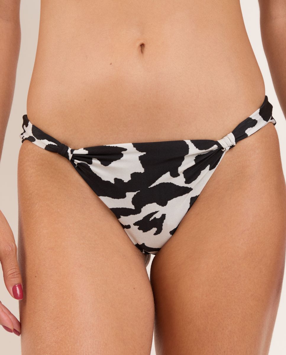 Braga de bikini brasileña estampada - Río de Sol - Negro / Blanco Negro / Blanco-1