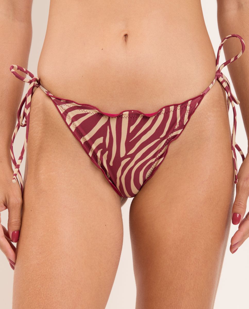 Braga de bikini con lazo estampada - Río de Sol - Borgoña Borgoña-1