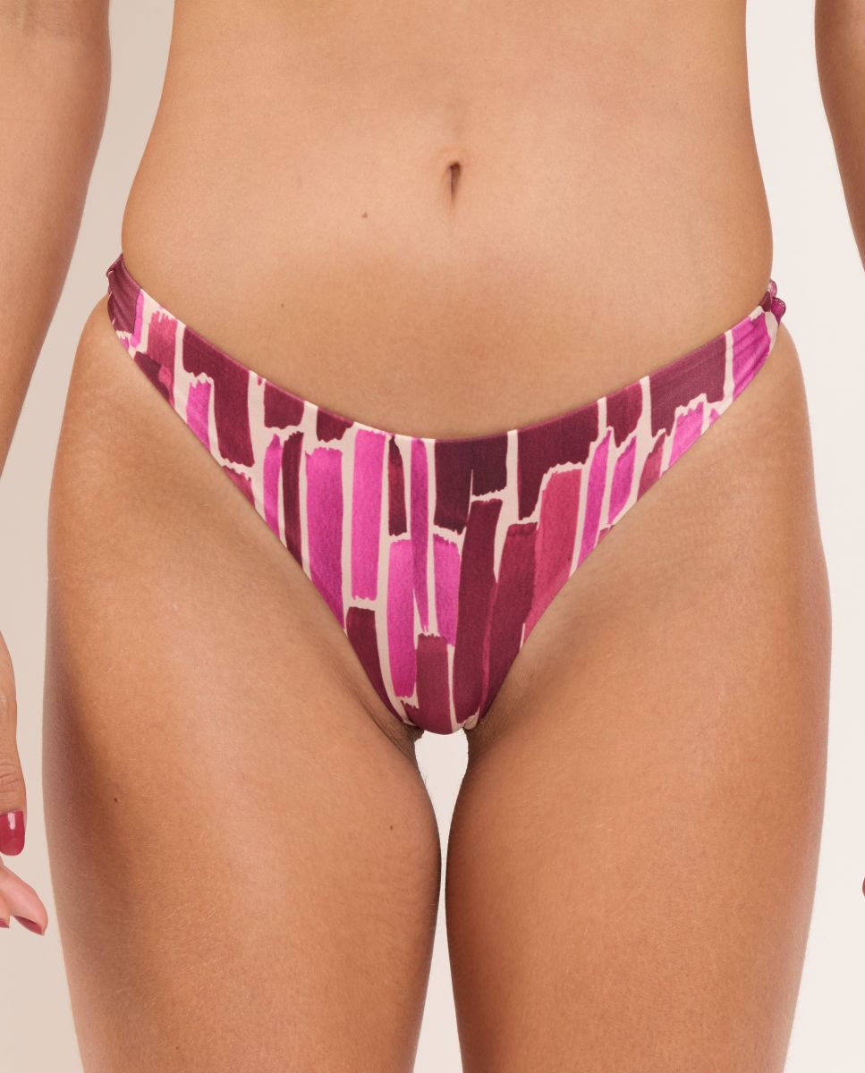 Braga de bikini brasileña estampada - Río de Sol - Rosa Rosa-1