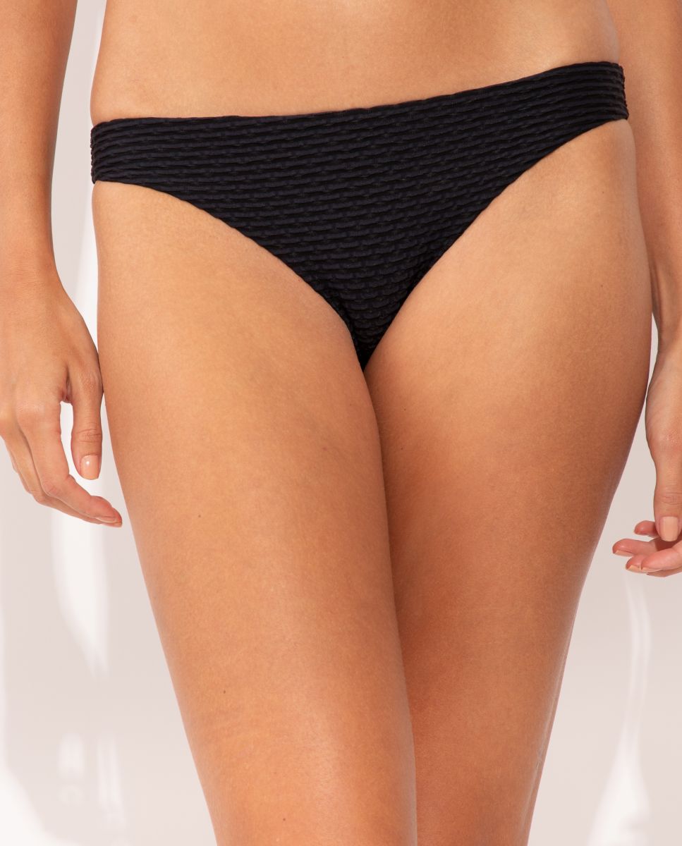 Braga de bikini brasileña lisa - Río de Sol - Negro Negro-1