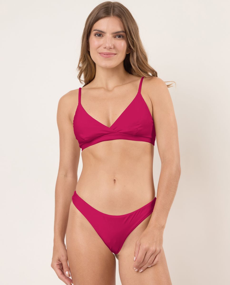 Braga de bikini brasileña lisa - Río de Sol - Fucsia Fucsia-2