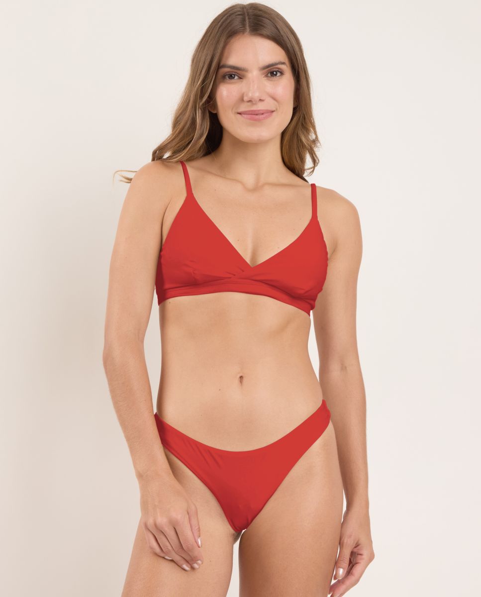 Braga de bikini brasileña lisa - Río de Sol - Rojo Rojo-2