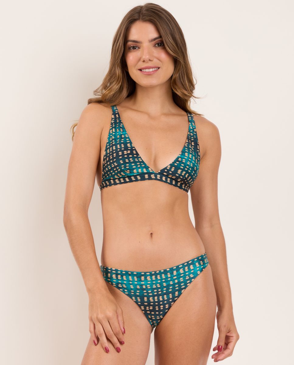 Braga de bikini brasileña estampada - Río de Sol - Verde Verde-2