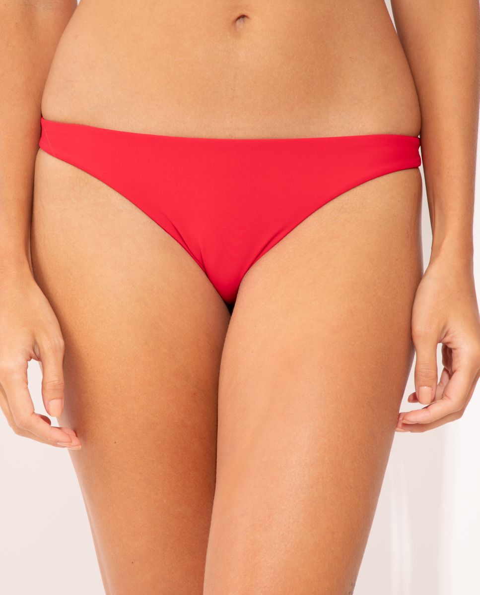 Braga de bikini brasileña lisa - Río de Sol - Rojo Rojo-1