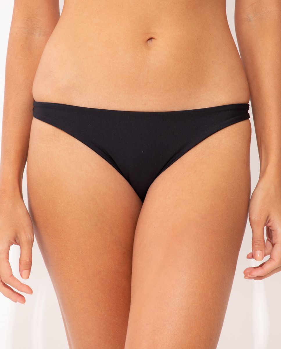 Braga de bikini brasileña lisa - Río de Sol - Negro Negro-1