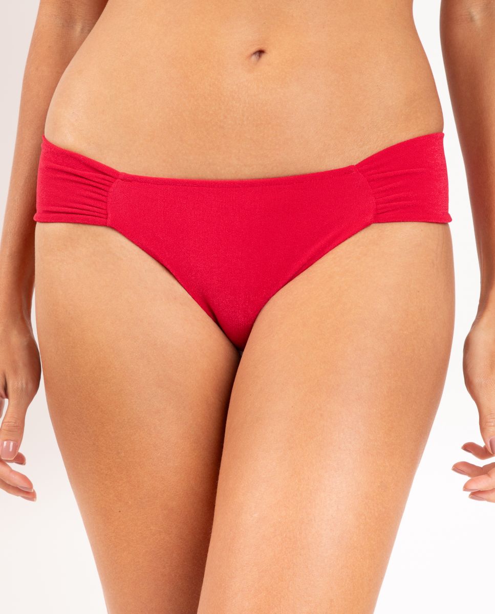 Braga de bikini brasileña lisa - Río de Sol - Rojo Rojo-1