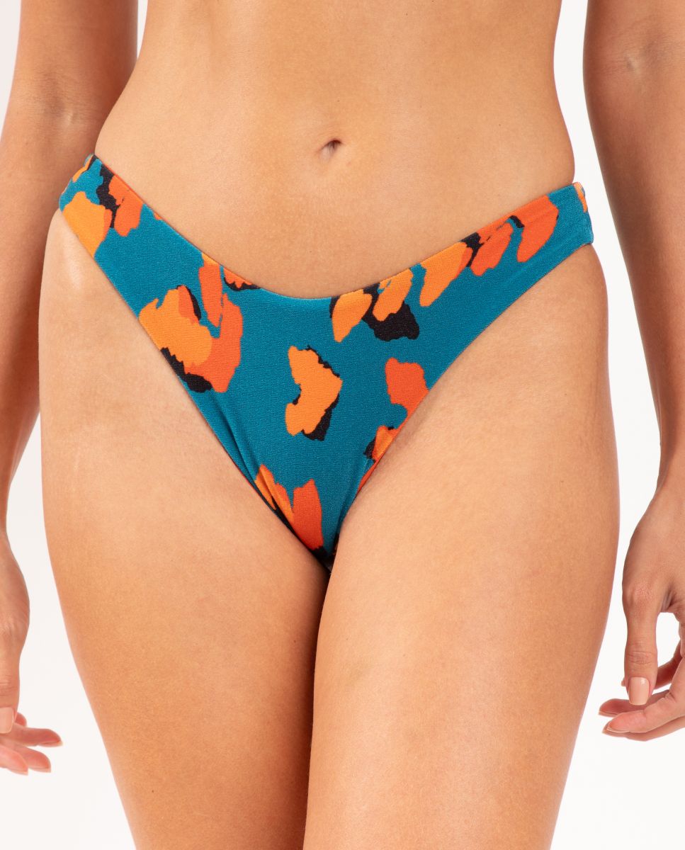 Braga de bikini brasileña estampada - Río de Sol - Azul marino / Naranja Azul marino / Naranja-1