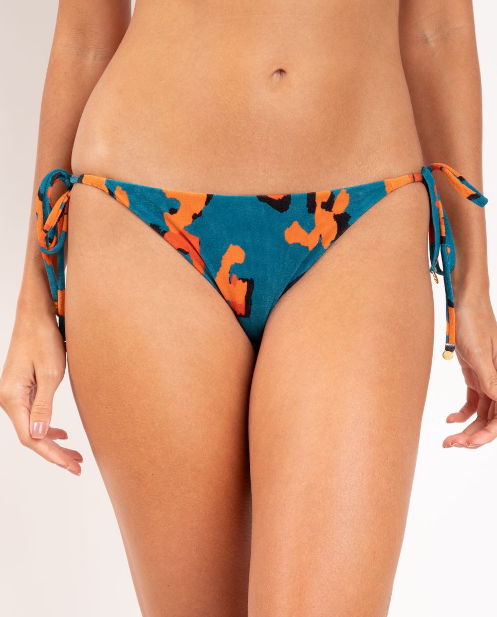 Braga de bikini con lazo estampada - Río de Sol - Azul marino / Naranja Azul marino / Naranja-1