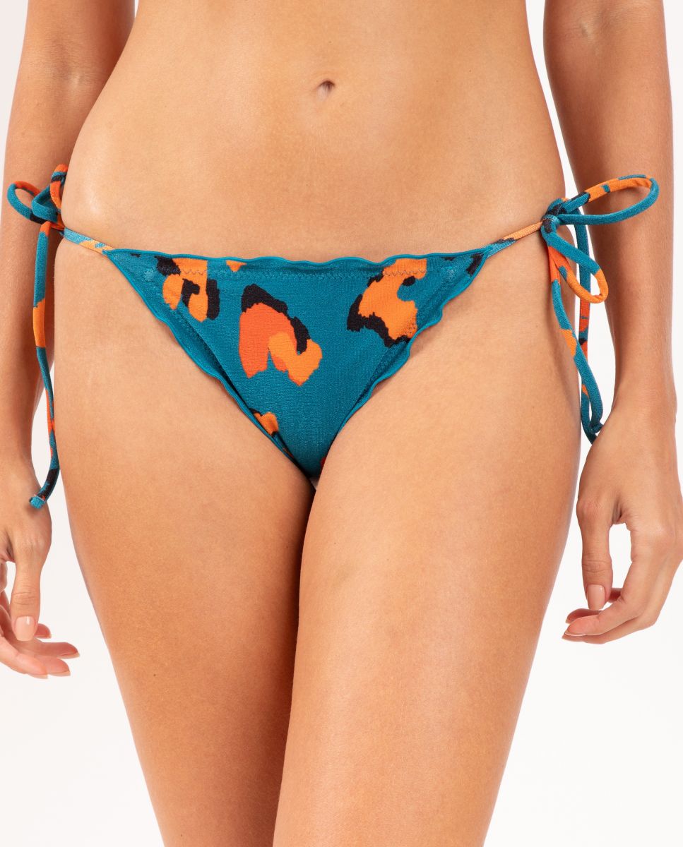Braga de bikini con lazo estampada - Río de Sol - Azul marino / Naranja Azul marino / Naranja-1
