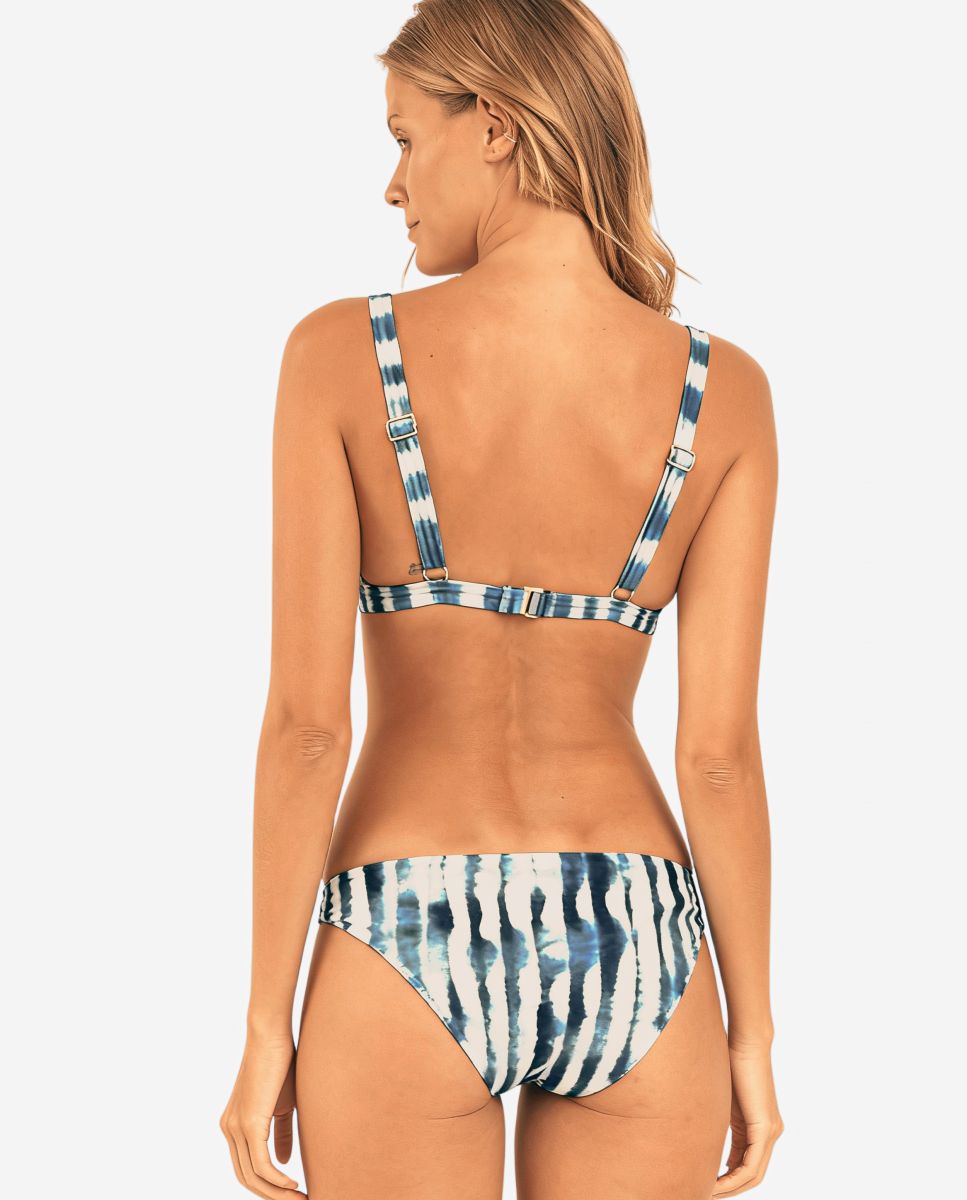 Braga de bikini brasileña estampada - Río de Sol - Azul/Beige Azul/Beige-3