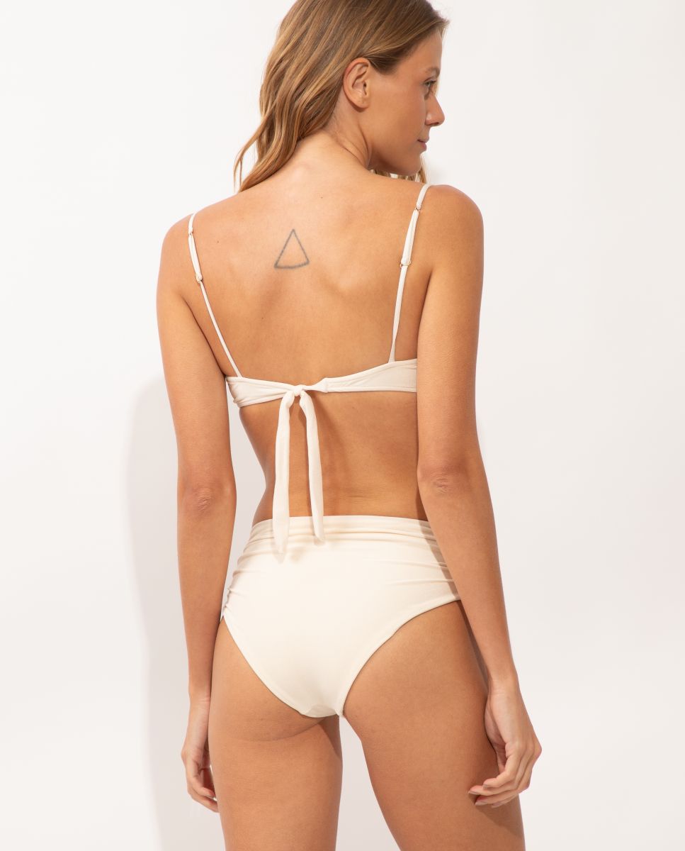 Top de bikini balconette liso con relleno - Río de Sol - Rojo Blanco roto-3