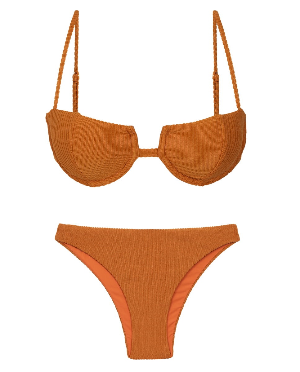 Bikini completo con sujetador balconet y braga brasileña - Río de Sol - Marrón claro Marrón claro-5