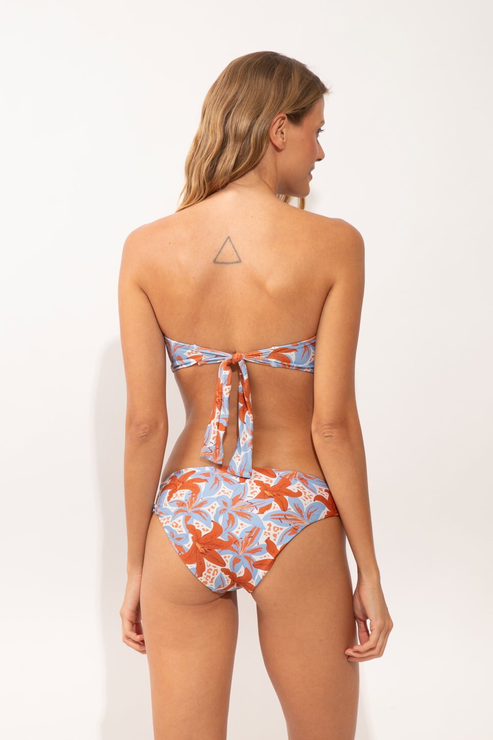 Braga de bikini brasileña estampada - Río de Sol - Azul fumé Azul fumé-3
