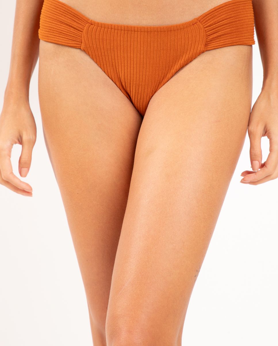 Braga de bikini brasileña lisa - Río de Sol - Marrón / Naranja Marrón / Naranja-1