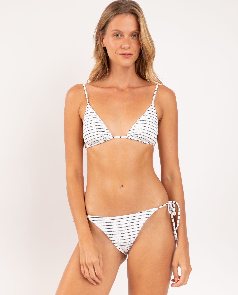 Braga de bikini con lazo estampada - Río de Sol - Blanco / Negro Blanco / Negro-2