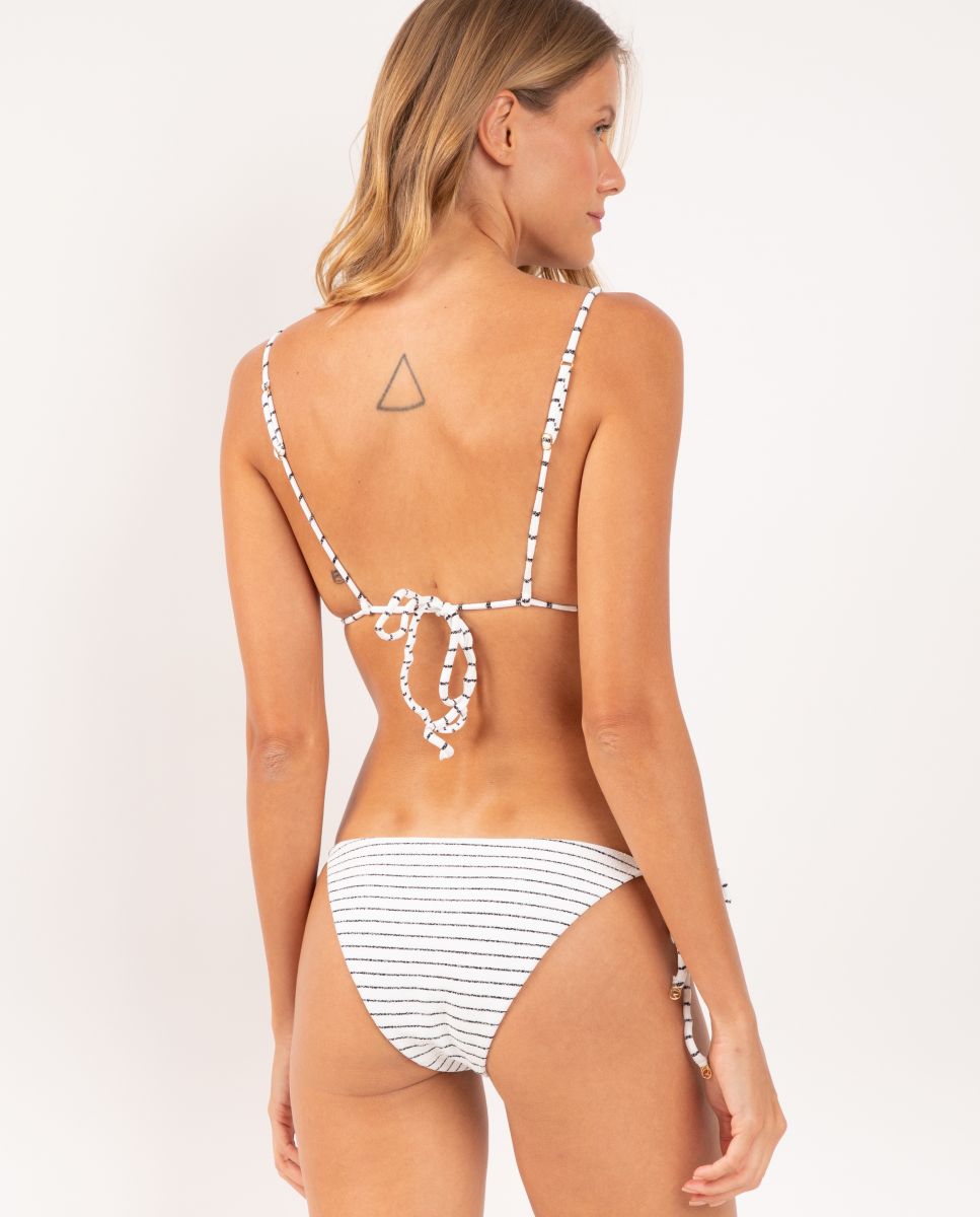 Braga de bikini con lazo estampada - Río de Sol - Blanco / Negro Blanco / Negro-3