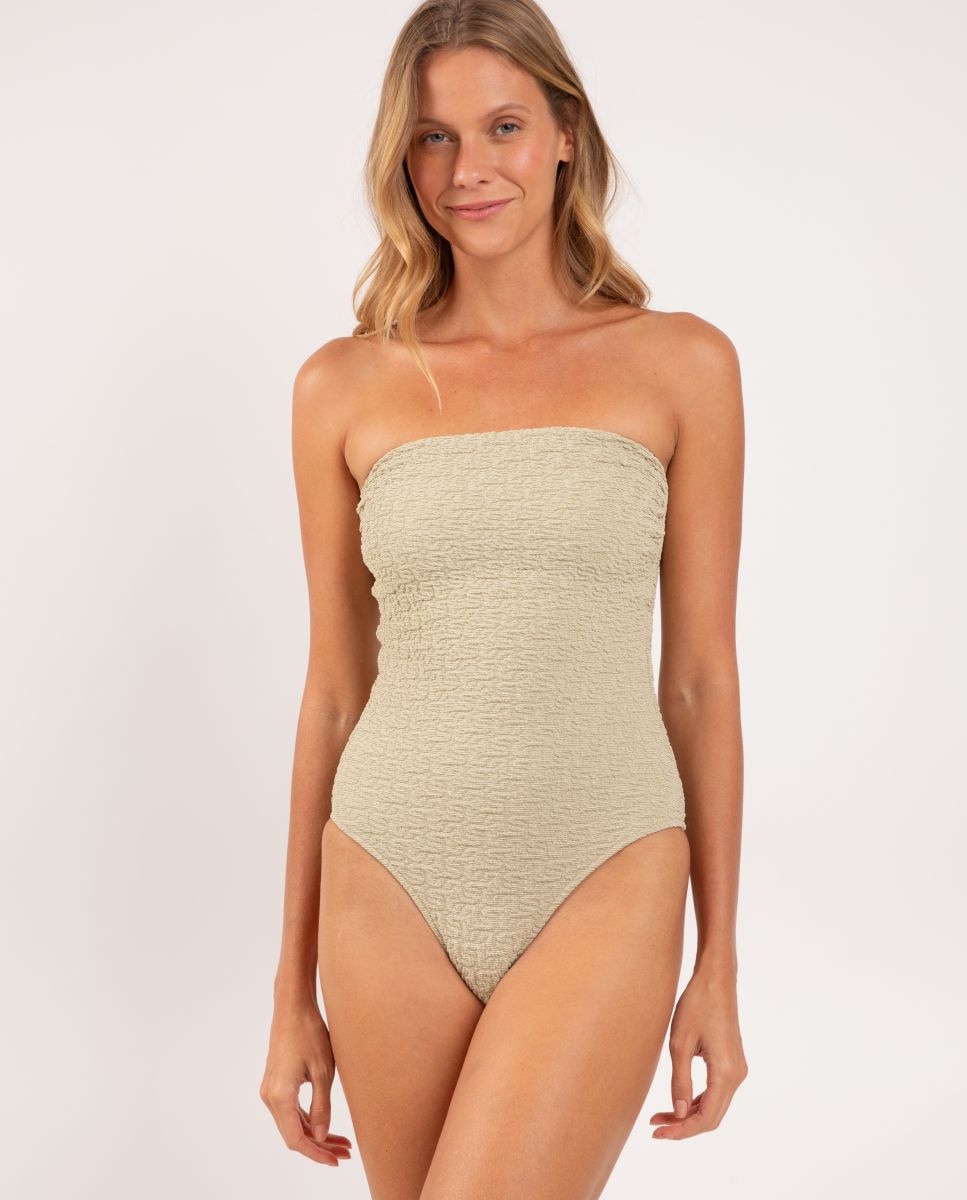 Bañador de mujer bandeau liso - Río de Sol - Beige Beige-1