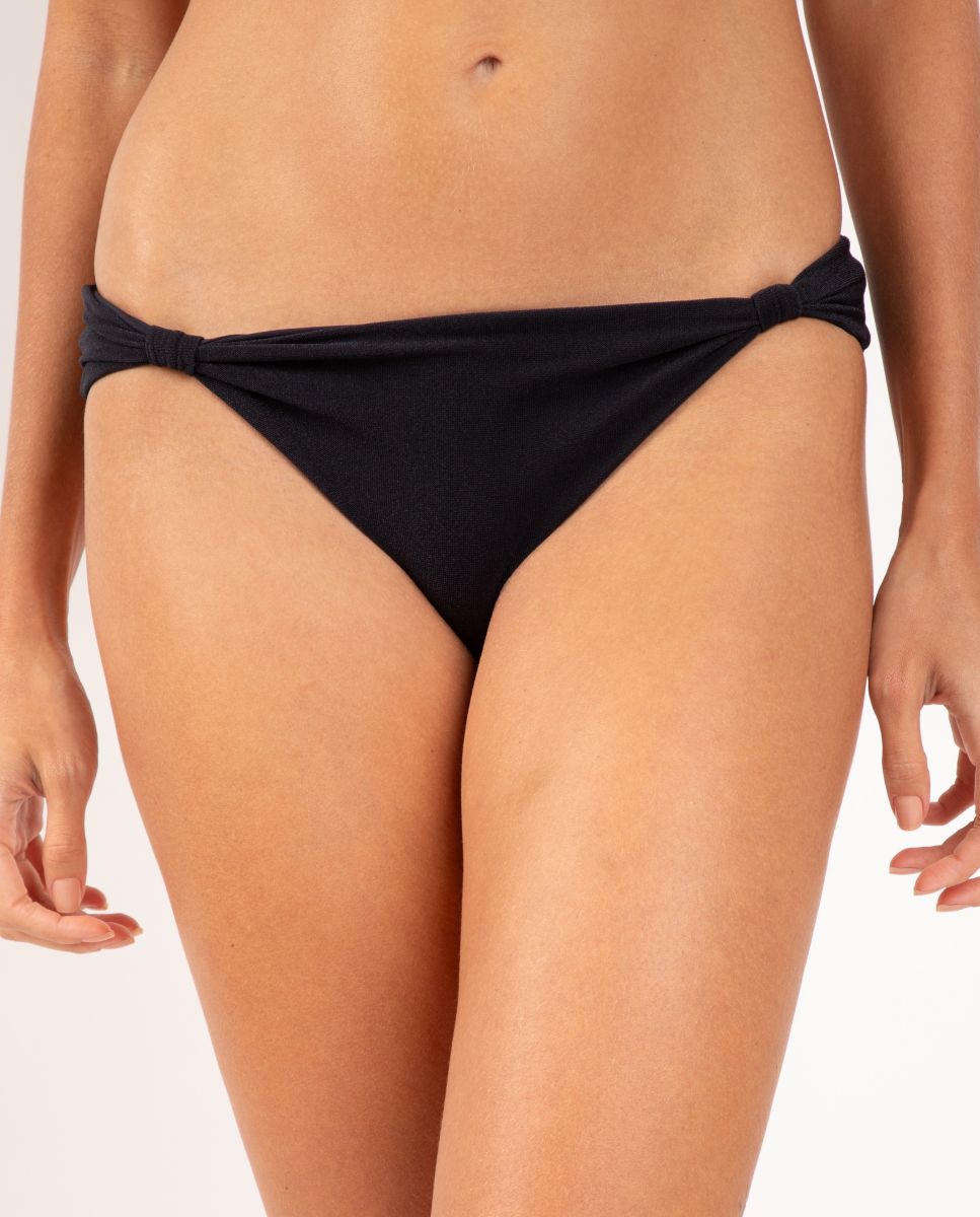 Braga de bikini brasileña lisa - Río de Sol - Negro brillante Negro brillante-1