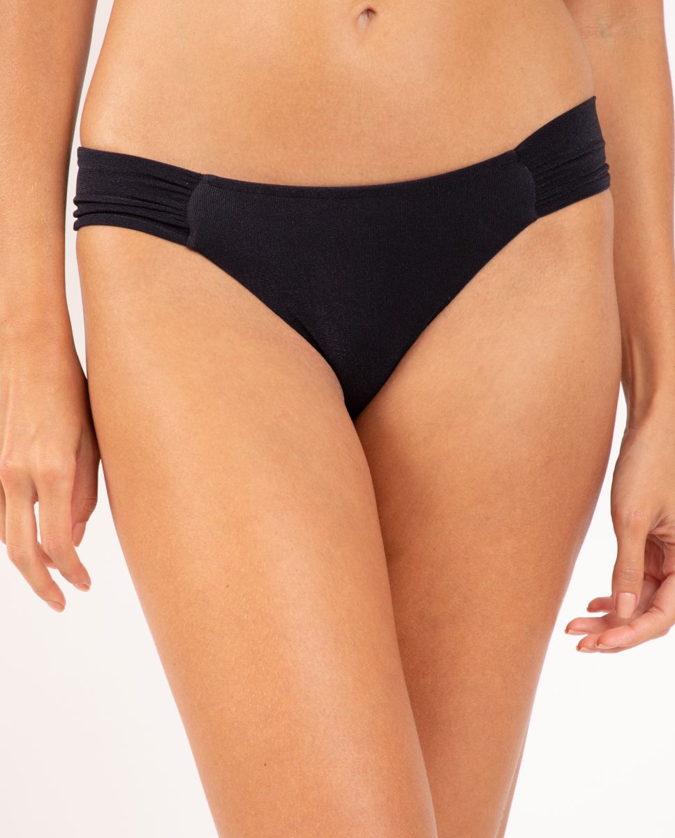 Braga de bikini brasileña lisa - Río de Sol - Negro brillante Negro brillante-1