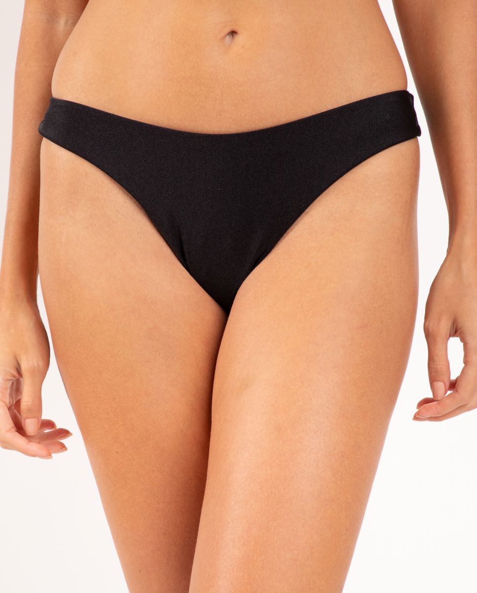Braga de bikini brasileña lisa - Río de Sol - Negro Negro-1