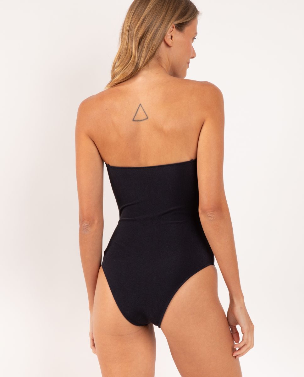 Bañador bandeau liso con relleno - Río de Sol - Negro Negro-2