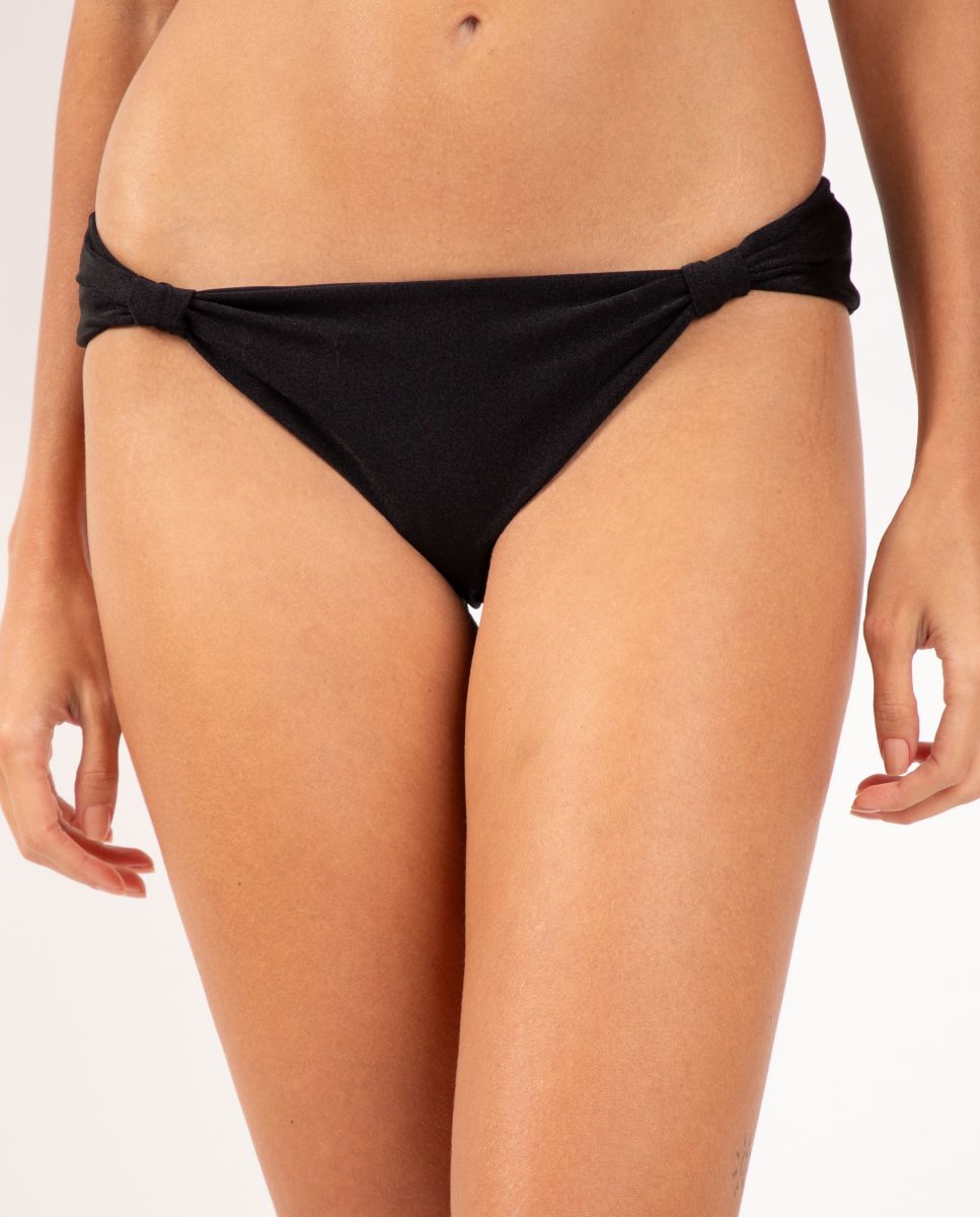 Braga de bikini brasileña lisa - Río de Sol - Negro brillante Negro brillante-1