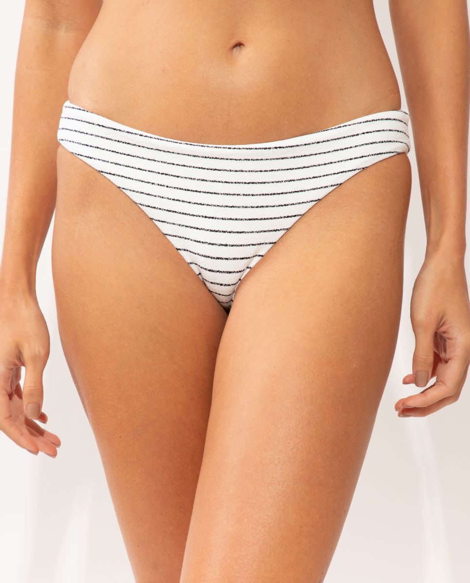 Braga de bikini brasileña estampada - Río de Sol - Blanco / Negro Blanco / Negro-1