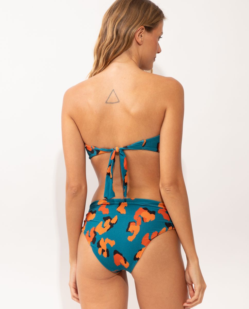 Braga de bikini culotte estampada - Río de Sol - Azul marino / Naranja Azul marino / Naranja-3