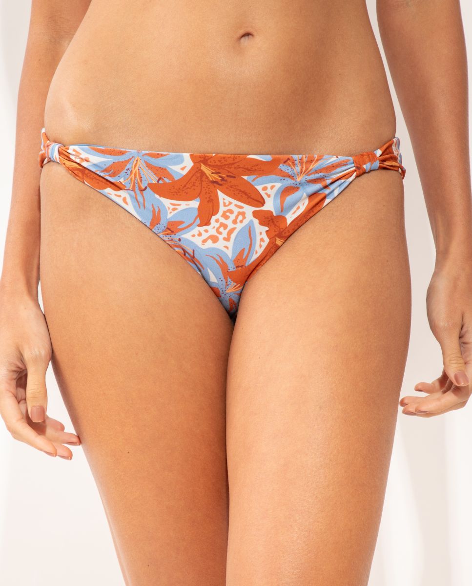 Braga de bikini brasileña estampada - Río de Sol - Azul fumé Azul fumé-1