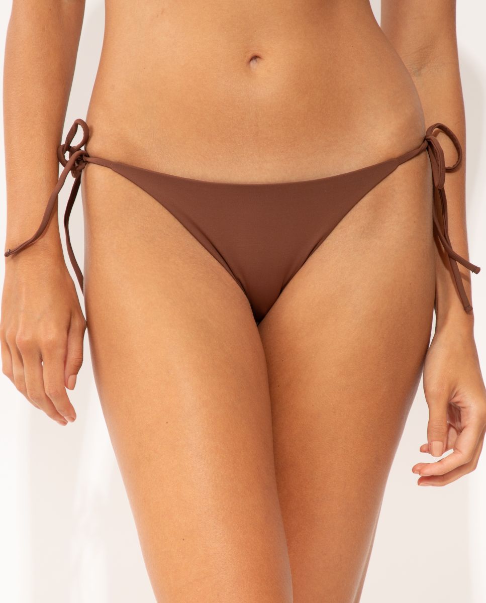 Braga de bikini con lazo lisa - Río de Sol - Marrón oscuro Marrón oscuro-1