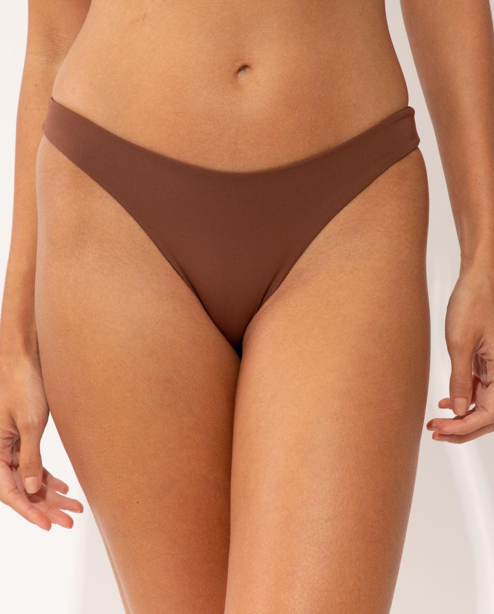 Braga de bikini brasileña lisa - Río de Sol - Marrón oscuro Marrón oscuro-1