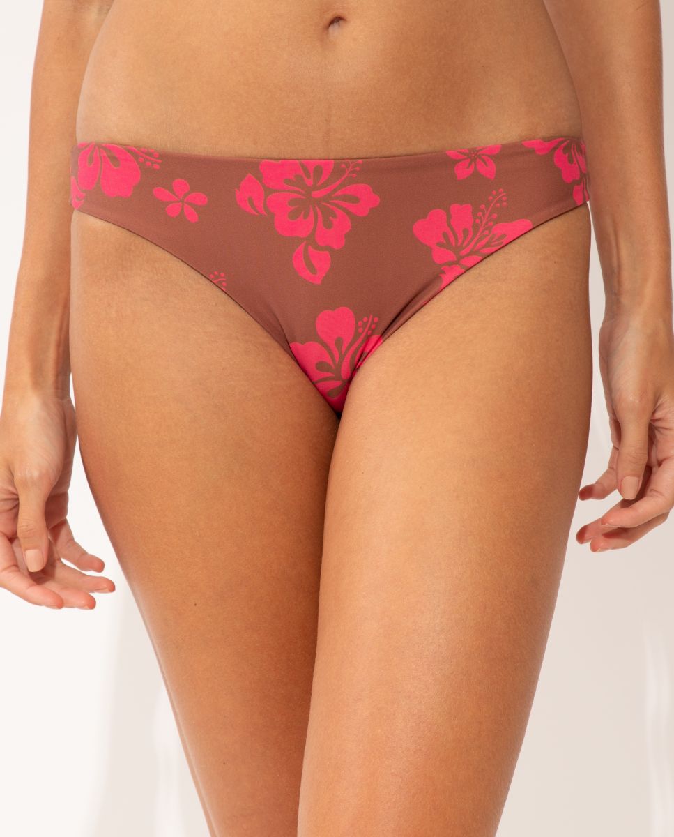 Braga de bikini brasileña estampada - Río de Sol - Marrón Marrón-1